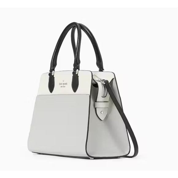 KATE SPADE MADISON MEDIUM SATCHEL SHOULDER BAG TOTE GREY COLORBLOCK LEATHER - Picture 5 of 10